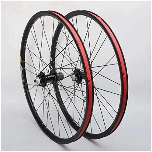 Mountain Bike Wheel : Mountain 26 Inch Bike Wheels Double Wall Rims Disc Brake MTB Bicycle Wheel Set Cassette Hub Sealed Bearing QR Bike Wheel (Color : Bblack)