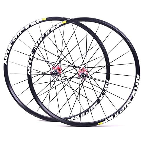 Mountain Bike Wheel : Mountain Bicycle Wheel Set MTB Bike Wheelset 26 27.5 29inch Quick Release Aluminum Alloy Rim Disc Brake 24 Holes (Color : Red, Size : 27 INCH)