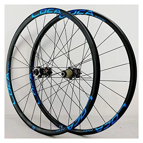 Mountain Bike Wheel : Mountain Bike 26 / 27.5 / 29inch Wheelset Front Rear Wheel Thru-axis Axle Disc Brake 24H 6Claws Stright Pull 12Speed Wheels 700C (Color : Blue, Size : 700C)