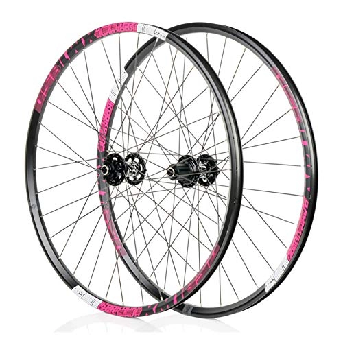 Mountain Bike Wheel : Mountain Bike 26 / 27.5 Inch Wheel, MTB Aluminum Alloy Wheel, 4D Drilling Process, Bearing F2 / R4, 6-jaw 72click System, Suitable, Downhill Bicycle Wheel Parts (black / pink)