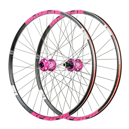 Mountain Bike Wheel : Mountain Bike Disc Brake Wheelset 26 / 27.5 / 29 Inch MTB Bicycle Quick Release Wheels Rim 32 Holes Hub For 8 / 9 / 10 / 11 Speed Cassette (Color : Pink, Size : 27.5inch)