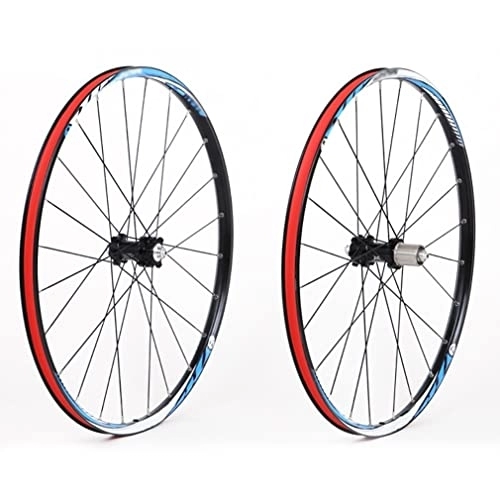 Mountain Bike Wheel : Mountain Bike Disc Brake Wheelset 26 / 27.5 Inch Bicycle MTB Quick Release Wheels Rim Flat Spokes 24H Hub For 7 / 8 / 9 / 10 / 11 Speed Cassette Flywheel 1900g (Color : Blue, Size : 27.5inch)