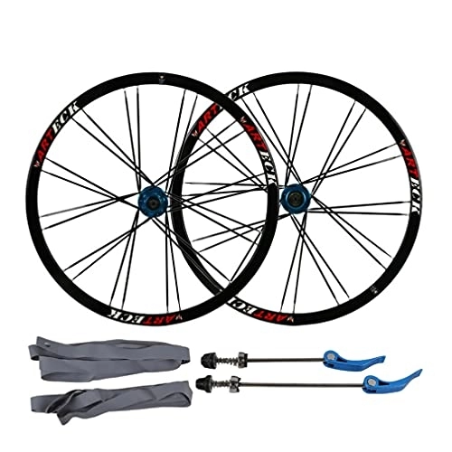 Mountain Bike Wheel : Mountain Bike Disc Brake Wheelset 26" Bicycle Rim MTB Quick Release Wheels Flat Spokes QR 24H Hub for 7 / 8 / 9 / 10 Speed Cassette Flywheel 2342g (Color : Black, Size : 26 inch)