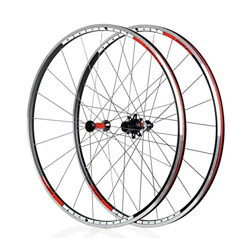 Mountain Bike Wheel : Mountain Bike Road Bicycle Wheels, Lightweight 700c Aluminum Alloy Wheels, NBK F2 / R4, 72click System, Suitable For Bicycle Wheels For Road Racing (Black / red)