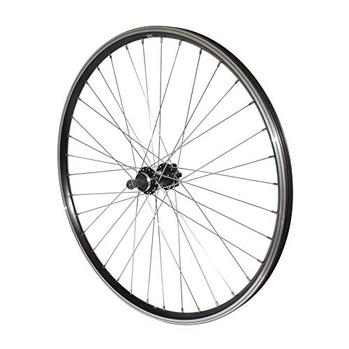 Mountain Bike Wheel : Mountain Bike Wheel 26 Inch P2R 6 Holes Rear Disc Aluminium Black Double Wall MOY 36 Spokes Aluminium Disc Freewheel 8-7-6V