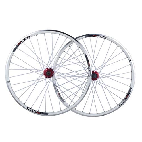 Mountain Bike Wheel : Mountain Bike Wheel Set 20" Disc Brake / V Brake Wheel Set Dual-use 32 Hole Quick Release Bicycle Wheel Aluminum Alloy Wheel (Front Wheel + Rear Wheel) (Color : White)