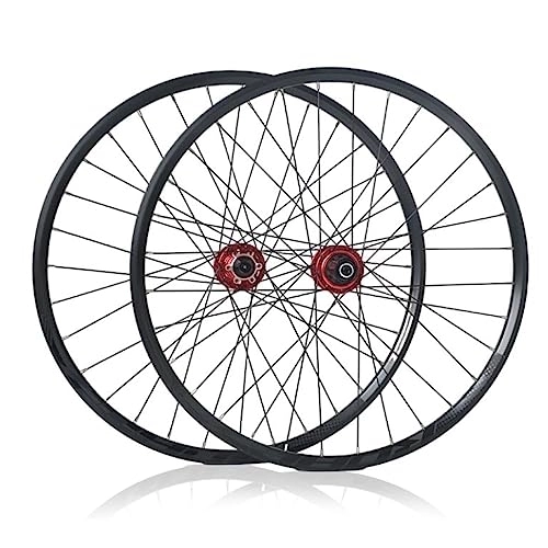 Mountain Bike Wheel : Mountain Bike Wheel Set 26 / 27.5 / 29 Inch Aluminum Alloy Rim 32H Disc Brakes Quick Release MTB Front Rear Wheels (Color : Red, Size : 29in)
