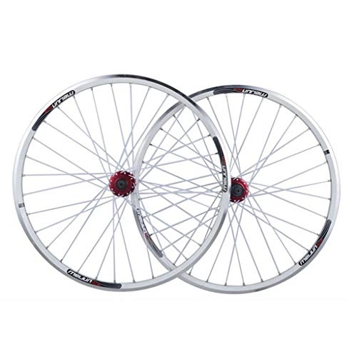 Mountain Bike Wheel : Mountain Bike Wheel Set 26" Disc Brake / V Brake Wheel Set Dual-use 32 Hole Quick Release Bicycle Wheel Aluminum Alloy Wheel (Front Wheel + Rear Wheel) Bicycle Parts And Accessories ( Color : White )