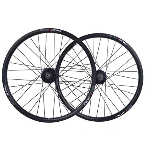 Mountain Bike Wheel : Mountain Bike Wheel Set BMX Folding Bicycle Wheel Set 20 Inch Aluminum Alloy Quick Release Disc Brake Wheel (Color : Black)