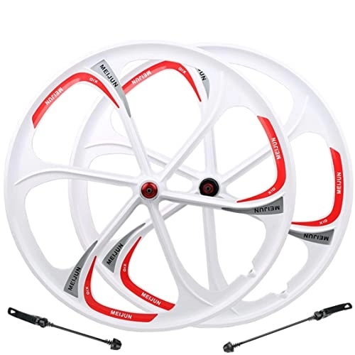 Mountain Bike Wheel : Mountain Bike Wheels 26 inch Disc Brake Double Wall Rims Bicycle Wheelse MTB Wheelset Quick Release Cassette Hub Magnesium Alloy Wheelset Fit 6 7 8 9 10 Speed (Color : White, Size : 26 inch)