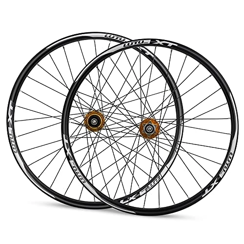 Mountain Bike Wheel : Mountain Bike Wheels 26Inch, Aluminum Alloy Rim 32H Disc Brake MTB Wheelset, Quick Release Front Rear Wheels Black Bike Wheels, Fit 8-11 Speed Cassette Bicycle Wheelset