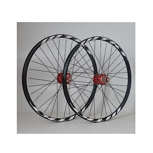Mountain Bike Wheel : Mountain Bike Wheelset 24 / 26 / 27.5 / 29inch Double Aluminum Alloy Rim Disc Brake Quick Release MTB Wheels 32H Hub For 8-12 Speed Cassette (Color : Red, Size : 29in)