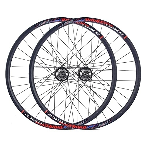Mountain Bike Wheel : Mountain Bike Wheelset 24" Disc Brake Wheels Folding Bicycle BMX MTB Quick Release Front Rear Wheel Rim Set 32H Hub For 7 / 8 / 9 / 10 Speed Cassette (Color : Red)