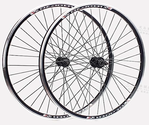 Mountain Bike Wheel : Mountain bike wheelset 24 inch V-brake rims Thru Axle Front 2+ rear 2 Sealed bearing hubs Support 6-9 speed Rotary freewheel (Color : Black)