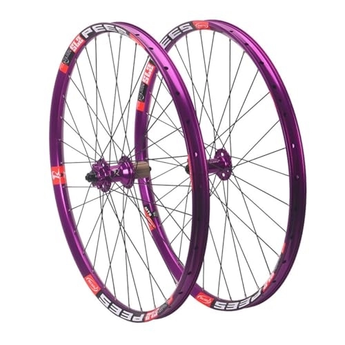 Mountain Bike Wheel : Mountain Bike Wheelset 26 / 27.5 / 29 Inch Alu Alloy Rim Front 2 Rear 5 Bearing Hubs 32 Hole 120 Clicks Quick Release Disc Brake Wheels Set Fit 8 / 9 / 10 / 11 / 12 Speed Cassette (Color : Purple, Size : 26")