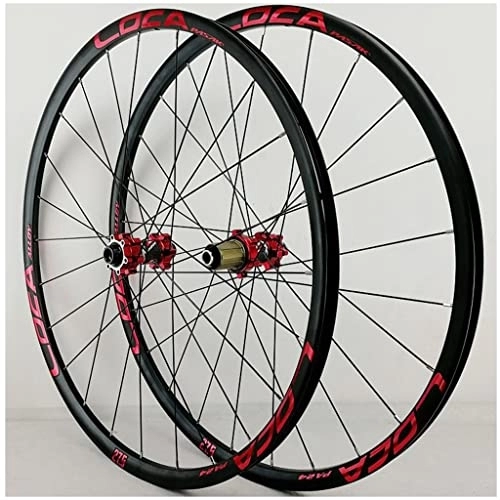 Mountain Bike Wheel : Mountain Bike Wheelset 26 27.5 29 Inch, Aluminum Alloy Disc Brake MTB Cycling Wheels Schrader Valve for 7 / 8 / 9 / 10 / 11 Speed (Color : Red, Size : 27.5 inch)