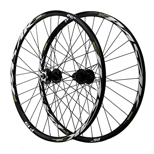 Mountain Bike Wheel : Mountain Bike Wheelset 26 / 27.5 / 29 Inch, Aluminum Alloy Double Wall MTB Rim QR 9x100mm Disc Brake Wheels For 7 / 8 / 9 / 10 / 11 / 12 Speed (Color : Black, Size : 27.5 inch)