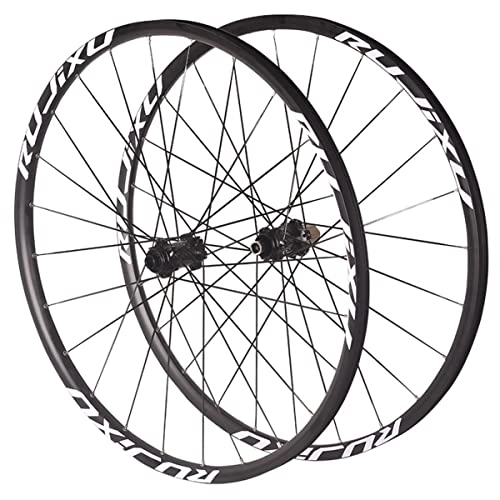 Mountain Bike Wheel : Mountain Bike Wheelset 26 27.5 29 Inch Aluminum Alloy Rim 24H Disc Brake MTB Wheelset Front Rear Wheels Fit 8-11 Speed (Color : Black, Size : 27 INCH)