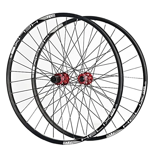 Mountain Bike Wheel : Mountain Bike Wheelset 26 27.5 29 Inch Aluminum Alloy Rim 32H Disc Brake MTB Wheelset Quick Release Front Rear Wheels 120 Sounds (Color : Red, Size : 27.5INCH)