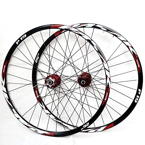 Mountain Bike Wheel : Mountain Bike Wheelset, 26 / 27.5 / 29 Inch Bicycle Wheel Double Walled Aluminum Alloy MTB Rim Fast Release Disc Brake 32H 7-11 Speed Cassette, Front and Rear Wheels(red27.5)