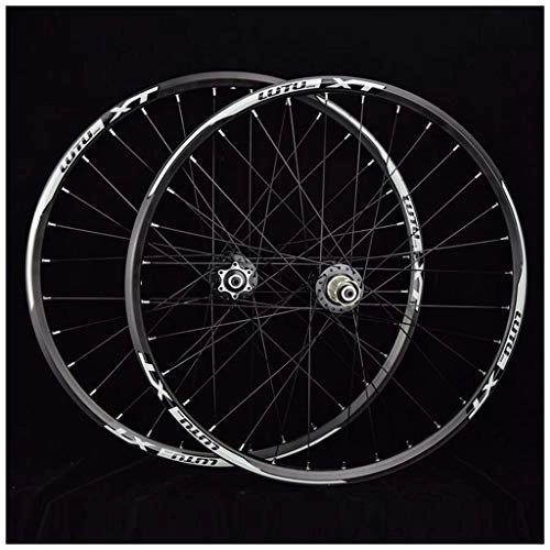 Mountain Bike Wheel : Mountain Bike Wheelset 26 / 27.5 / 29 Inch Disc Brake Bicycle MTB Wheels Double Wall Alloy Rim QR Hub 32H Sealed Bearing ，for 7 / 8 / 9 / 10 / 11 Speed (Color : Black, Size : 26")