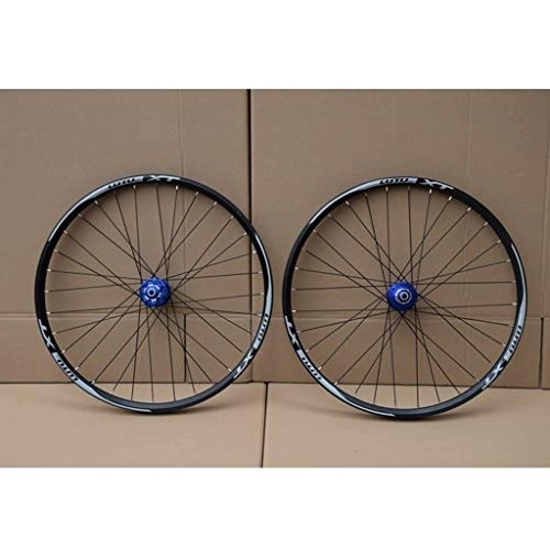Mountain Bike Wheel : Mountain Bike Wheelset 26 / 27.5 / 29 Inch Disc Brake Bicycle MTB Wheels Double Wall Alloy Rim QR Hub 32H Sealed Bearing ，for 7 / 8 / 9 / 10 / 11 Speed (Color : Blue, Size : 29")