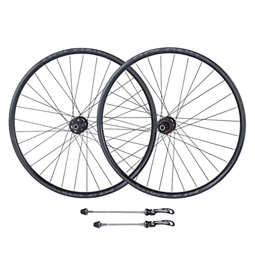 Mountain Bike Wheel : Mountain Bike Wheelset 26 / 27.5 / 29 Inch Disc Brake MTB Rim Quick Release Wheels 32H Hub For 7 / 8 / 9 / 10 / 11 Speed Cassette Bicycle Wheelset (Color : Black, Size : 27.5inch)