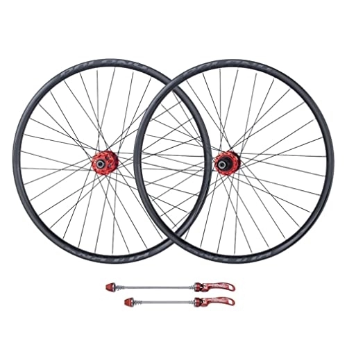 Mountain Bike Wheel : Mountain Bike Wheelset 26 / 27.5 / 29 Inch Disc Brake MTB Rim Quick Release Wheels 32H Hub For 7 / 8 / 9 / 10 / 11 Speed Cassette Bicycle Wheelset (Color : Red, Size : 27.5inch)