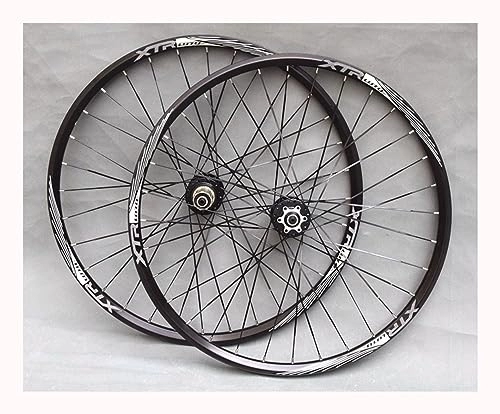 Mountain Bike Wheel : Mountain Bike Wheelset 26 / 27.5 / 29 Inch Disc Brake Sealed Bearing Support 8-11 Speed Cassette QR Flat Spokes Wheel Set Front / Rear Wheel 32 (Color : Black, Size : 27.5inch)