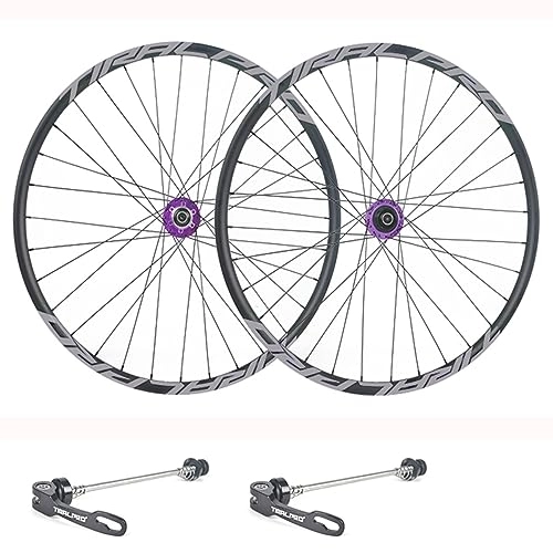 Mountain Bike Wheel : Mountain Bike Wheelset 26 / 27.5 / 29 Inch Disc Brake Sealed Bearing Support 8-9-10-11 Speed Cassette Quick Release Wheel Set Front 100mm Rear 135mm (Color : Purple, Size : 26inch)