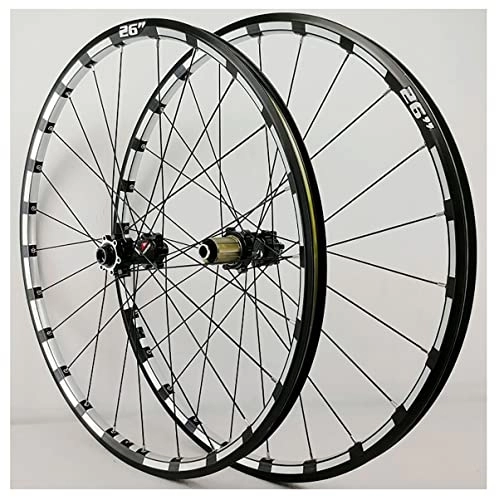 Mountain Bike Wheel : Mountain Bike Wheelset 26 / 27.5 / 29 Inch Disc Brake Thru Axle MTB Double Wall Alloy Rims Sealed Bearing Cycling Wheels For 7 8 9 10 11 12 Speed Cassette (Color : Black, Size : 29'')