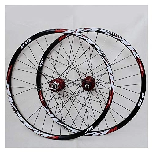 Mountain Bike Wheel : Mountain Bike Wheelset 26 / 27.5 / 29 Inch Double Layer Rim Bicycle Wheel Disc Brake 7-11 Speed Palin Bearing Hub Quick Release 32H (Color : B, Size : 26in)