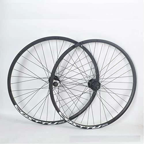 Mountain Bike Wheel : Mountain Bike Wheelset 26 / 27.5 / 29 Inch Double Wall Aluminum Alloy Disc Brake MTB Wheels 7 / 8 / 9 / 10 Speed Cassette Flywheel QR 32 Holes (Color : Black, Size : 26 inch)