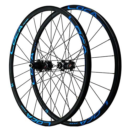 Mountain Bike Wheel : Mountain Bike Wheelset 26 / 27.5 / 29 Inch Double Wall Ultra-Light Alloy Rim Cassette Disc Brake QR 12 Speed With Straight Pull Hub 24 Holes (Color : Blue, Size : 27.5in)