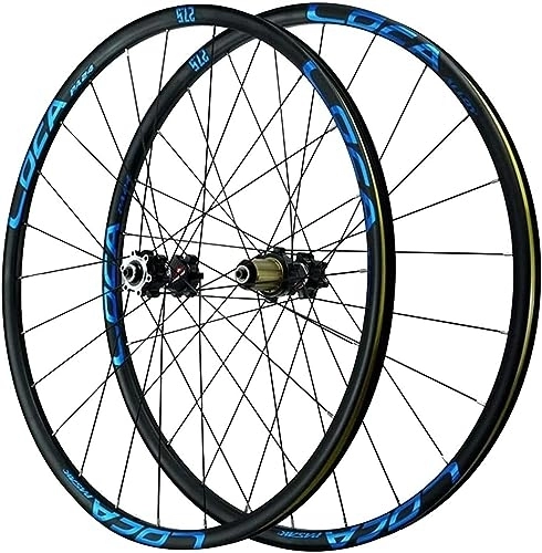 Mountain Bike Wheel : Mountain Bike Wheelset 26 / 27.5 / 29 Inch Mountain Bike Wheel Rims Bicycle Wheelset Quick Release 24H 7 8 9 10 11 12 Speed (Color : Black Blue, Size : 27.5'')