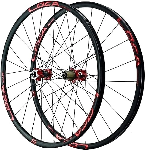 Mountain Bike Wheel : Mountain Bike Wheelset 26 / 27.5 / 29 Inch Mountain Bike Wheel Rims Bicycle Wheelset Quick Release 24H 7 8 9 10 11 12 Speed (Color : Red, Size : 26'')