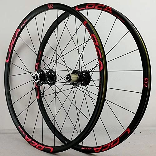Mountain Bike Wheel : Mountain Bike Wheelset 26 27.5 29 Inch MTB Double Layer Rim Disc Brake Bicycle Front Rear Wheel Set QR 7 / 8 / 9 / 10 / 11 / 12 / Speed (Color : Black Hub red label, Size : 29inch)