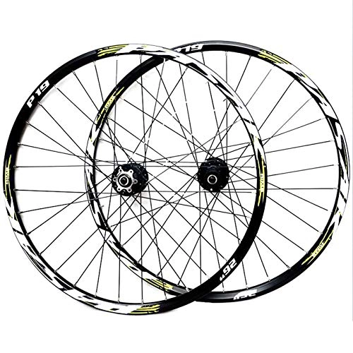 Mountain Bike Wheel : Mountain Bike Wheelset 26 27.5 29 InchDouble Wall Aluminum Alloy Disc Brake Cycling Bicycle Wheels 32 Hole Rim QR 7 / 8 / 9 / 10 / 11 Cassette Wheels (Color : Green, Size : 27.5in)