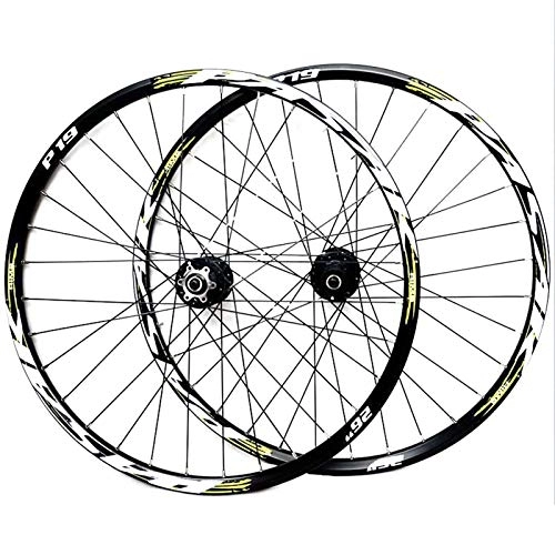 Mountain Bike Wheel : Mountain Bike Wheelset 26 27.5 29 InchDouble Wall Aluminum Alloy Disc Brake Cycling Bicycle Wheels 32 Hole Rim QR 7 / 8 / 9 / 10 / 11 Cassette Wheels (Color : Green, Size : 29in)