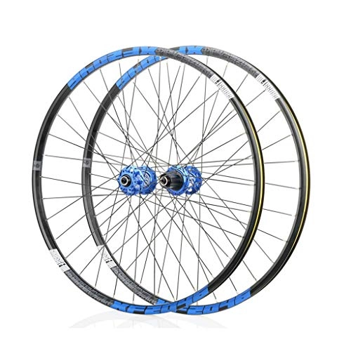 Mountain Bike Wheel : Mountain Bike Wheelset 26 / 27.5 / 29 Inches Aluminum Alloy The Classic 6 Pawl 72 Click System Barrel Shaft Quick Release Disc Brake Wheel Set (Color : Blue, Size : 26")