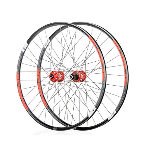 Mountain Bike Wheel : Mountain Bike Wheelset 26 / 27.5 / 29 Inches Aluminum Alloy The Classic 6 Pawl 72 Click System Barrel Shaft Quick Release Disc Brake Wheel Set (Color : Red, Size : 26")
