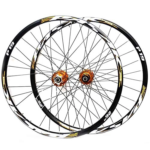 Mountain Bike Wheel : Mountain Bike Wheelset 26 / 27.5 / 29 Inches Disc Brake Bicycle Double Wall Alloy Rim MTB QR 7-11Speed 32H Sealed Bearing (Color : C, Size : 27.5in)