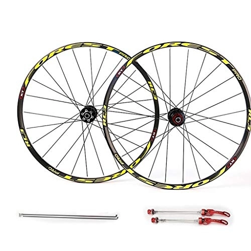 Mountain Bike Wheel : Mountain Bike Wheelset 26 / 27.5 / 29" MTB Disc Brake Wheels Double Wall Alloy Rim QR Sealed Bearing Hub For 7 / 8 / 9 / 10 / 11 Speed (Size : 26inch Yellow)
