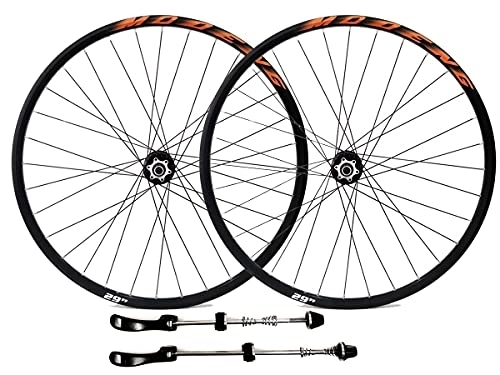 Mountain Bike Wheel : Mountain Bike Wheelset 26" 27.5" 29" MTB Rim 32H Bicycle Quick Release Wheels Disc Brake Hub for 7 / 8 / 9 / 10 / 11 / 12 / 13 Speed Cassette 2055g QR (Color : Orange, Size : 29'')
