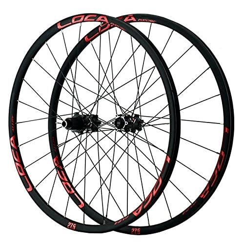 Mountain Bike Wheel : Mountain Bike Wheelset 26" / 27.5" / 700c / 29" Thru Axle Disc Brake Cycling Wheels Bicycle Rim 24 Holes Hub For 7 8 9 10 11 12 Speed Cassette MTB Front And Rear Wheel 1670g ( Color : Red , Size : 700C )