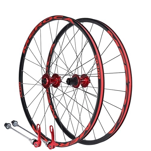 Mountain Bike Wheel : Mountain Bike Wheelset 26 / 27.5" Disc Brake Quick Release Clincher Wheelset Aluminum Alloy Rim Double Wall Rims Fit 8 9 10 11 Speed Freewheels (Color : Red, Size : 27.5 inch)
