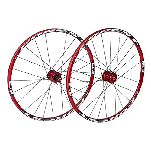 Mountain Bike Wheel : Mountain Bike Wheelset 26 / 27.5 Inch, Aluminum Alloy Rim 24H Disc Brake MTB Wheelset, Quick Release Front Rear Wheels Bike Wheels, Fit 7-11 Speed Cassette Bicycle Wheelset(Size:27.5inch, Color:red1)