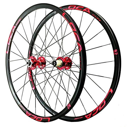 Mountain Bike Wheel : Mountain Bike Wheelset 26 / 27.5 Inch Double Wall Alloy Rim Disc Brake Sealed Bearing 6 Pawl Quick Release 8 9 10 11 12 Speed (Color : Red, Size : 27.5in)