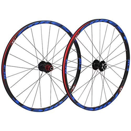 Mountain Bike Wheel : Mountain Bike Wheelset 26 / 27.5 Inch Double Wall Alloy Rim Disc Brake Sealed Bearing QR 7 / 8 / 9 / 10 / 11 Speed 24Hole (Color : B, Size : 26in)