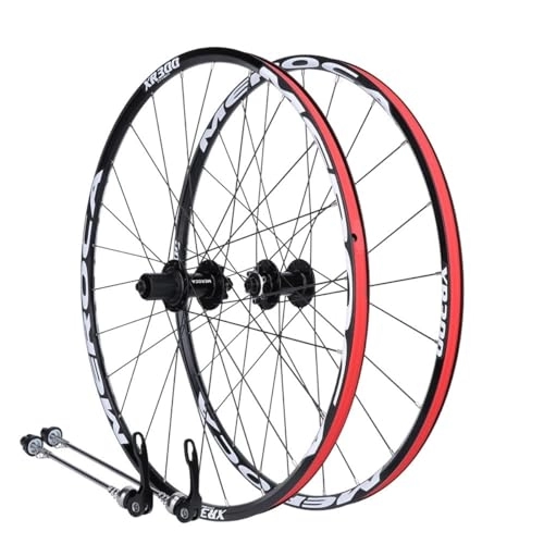 Mountain Bike Wheel : Mountain Bike Wheelset 26 / 27.5 Inch Dual 6 Hole Disc QR Bike Wheels Aluminum Alloy Dual Wall Rim MTB Wheelset 28 Holes 5 Bearing Hubs Fit 8-11 Speed Cassette (Color : Black, Size : 26")